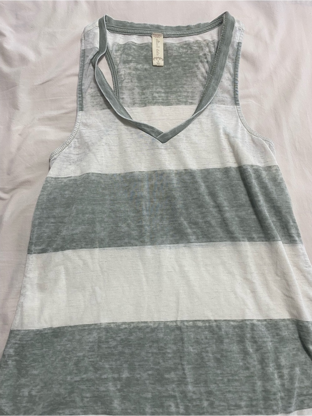 Altar'd State Gray & White Striped V-Neck Tank